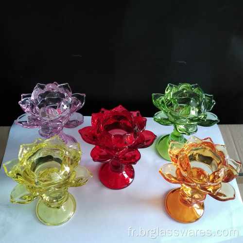 Bougeoir en verre pilier Lotus